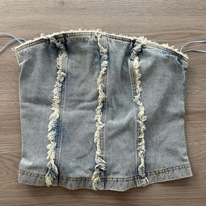 Tally & Fin Denim Strapless Corset Top size Large